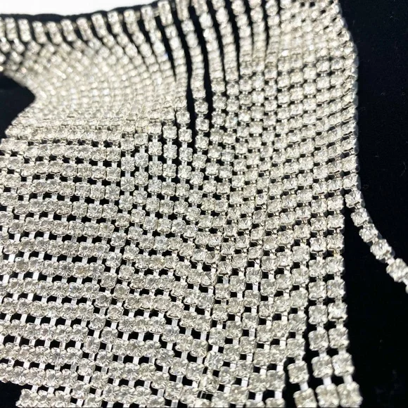 SOLD LPA Audra Dress Velvet Diamond Fringe womens XL black silver gemstone - Picture 7 of 16